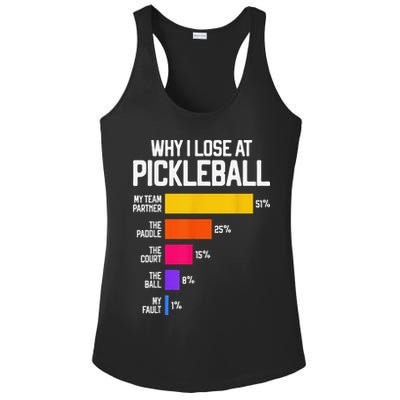 Why I Lose At Pickleball Humor Funny Pickleballers Ladies PosiCharge Competitor Racerback Tank
