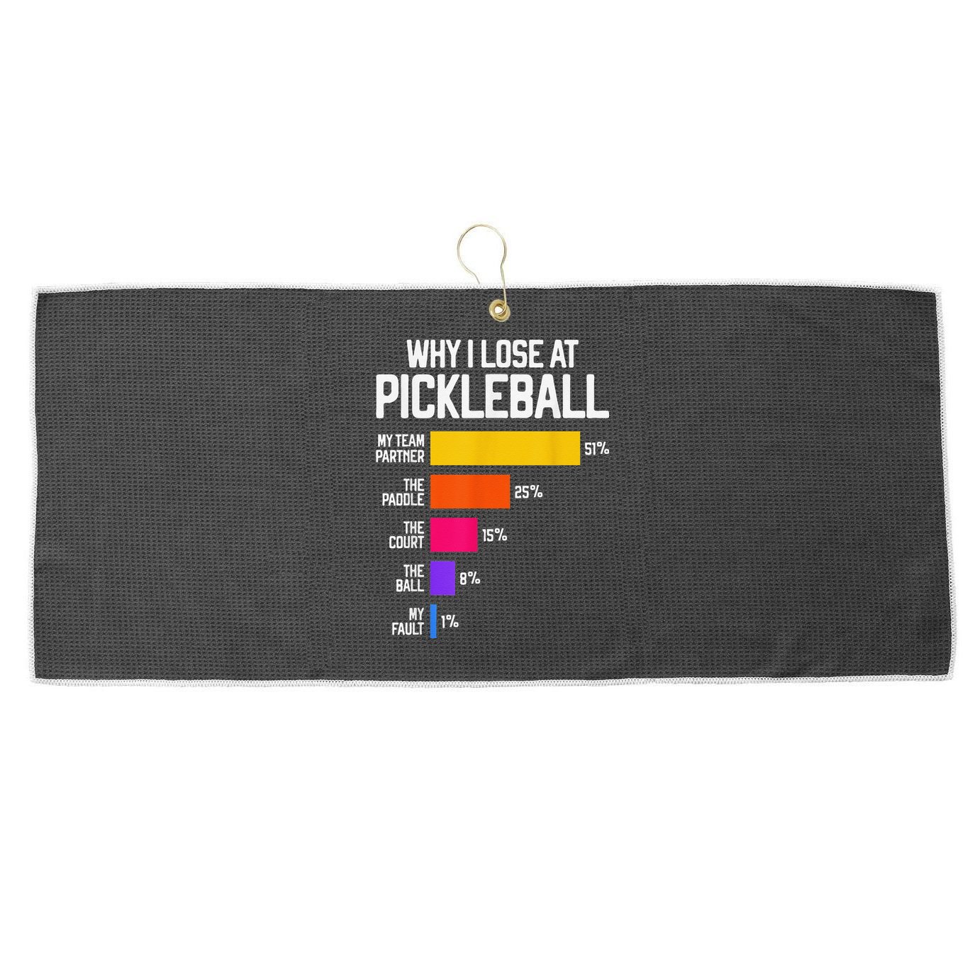 Why I Lose At Pickleball Humor Funny Pickleballers Large Microfiber Waffle Golf Towel