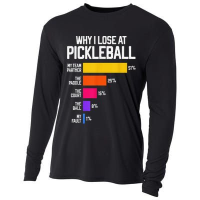 Why I Lose At Pickleball Humor Funny Pickleballers Cooling Performance Long Sleeve Crew