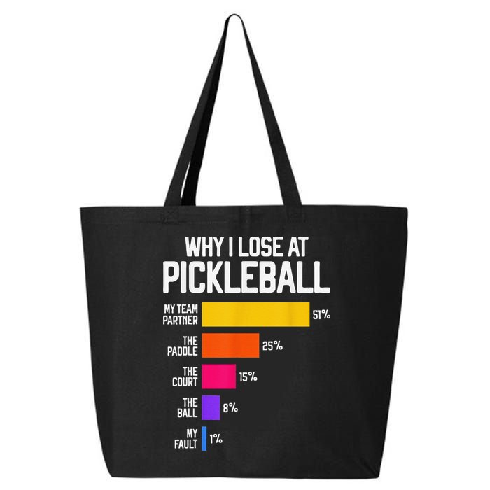 Why I Lose At Pickleball Humor Funny Pickleballers 25L Jumbo Tote