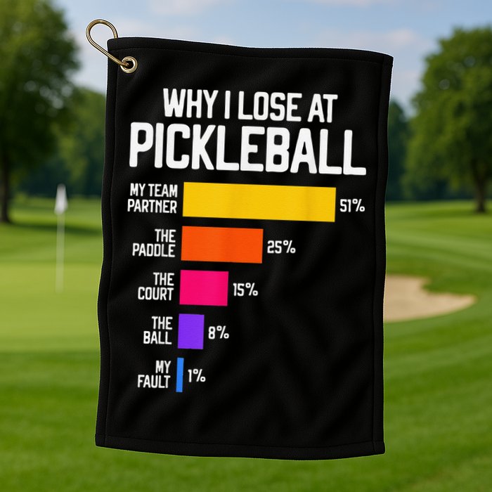 Why I Lose At Pickleball Humor Funny Pickleballers Golf Towel