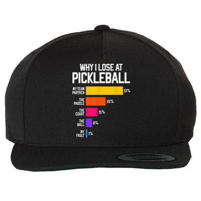 Why I Lose At Pickleball Humor Funny Pickleballers Wool Snapback Cap