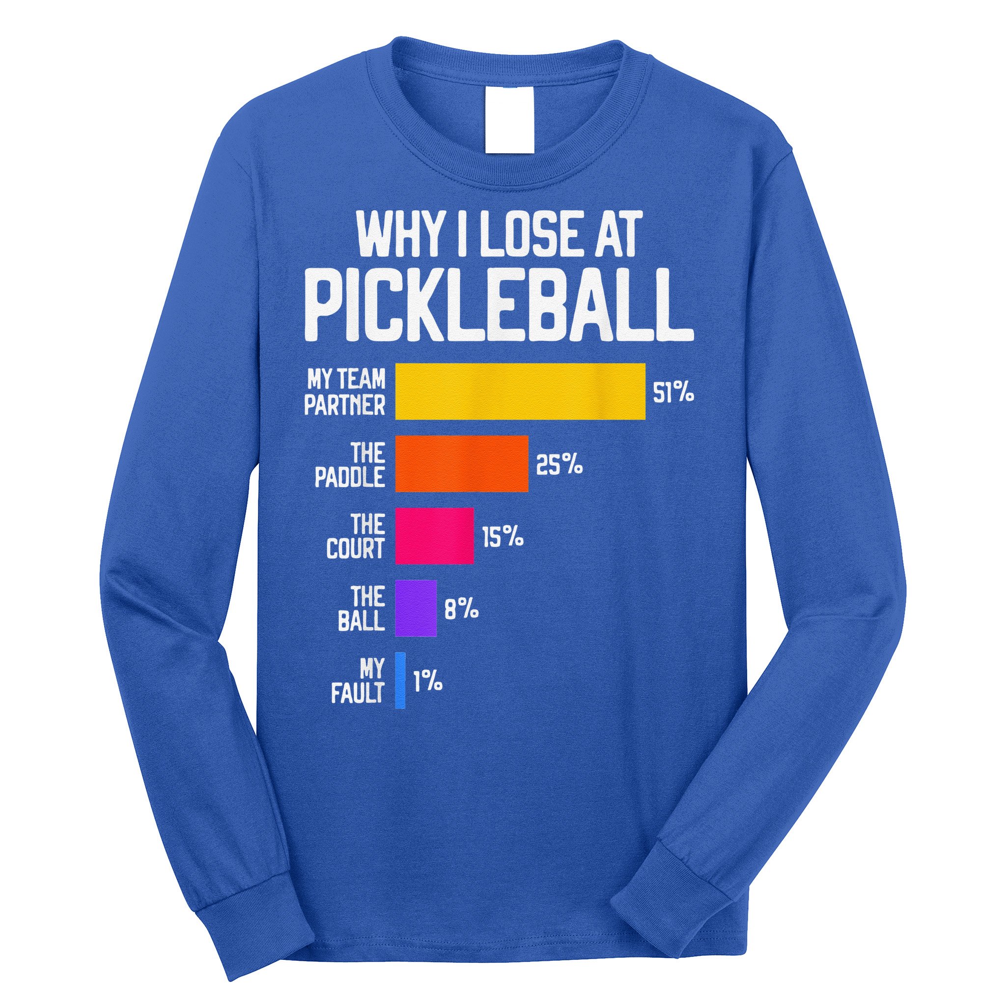 Why I Lose At Pickleball Humor Funny Pickleballers Long Sleeve Shirt