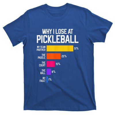 Why I Lose At Pickleball Humor Funny Pickleballers T-Shirt