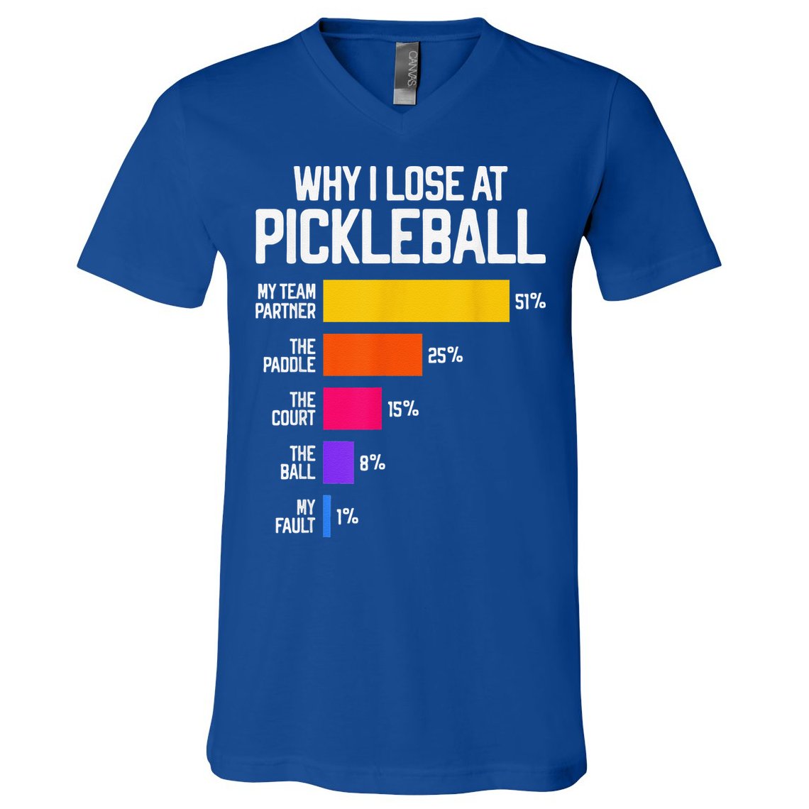 Why I Lose At Pickleball Humor Funny Pickleballers V-Neck T-Shirt
