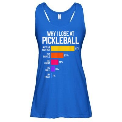 Why I Lose At Pickleball Humor Funny Pickleballers Ladies Essential Flowy Tank