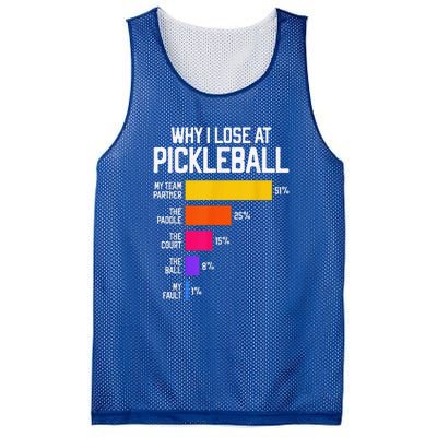 Why I Lose At Pickleball Humor Funny Pickleballers Mesh Reversible Basketball Jersey Tank