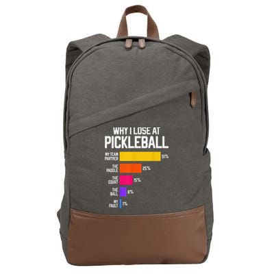 Why I Lose At Pickleball Humor Funny Pickleballers Cotton Canvas Backpack