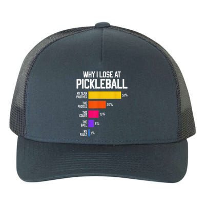 Why I Lose At Pickleball Humor Funny Pickleballers Yupoong Adult 5-Panel Trucker Hat