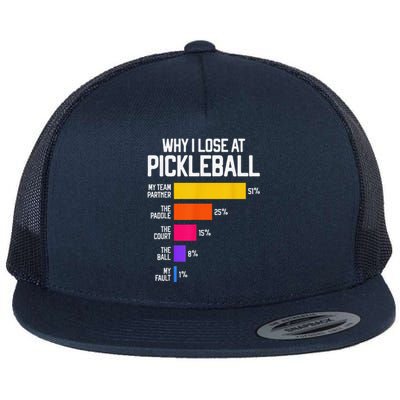 Why I Lose At Pickleball Humor Funny Pickleballers Flat Bill Trucker Hat