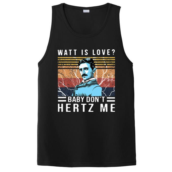 Watt Is Love Baby Don't Hertz Me Nikola Tesla Vintage PosiCharge Competitor Tank