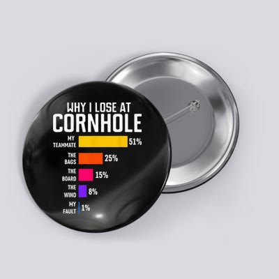 Why I Lose At Cornhole Funny Cornhole Player Button