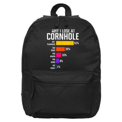 Why I Lose At Cornhole Funny Cornhole Player 16 in Basic Backpack