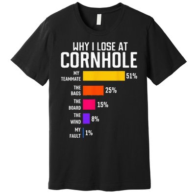 Why I Lose At Cornhole Funny Cornhole Player Premium T-Shirt