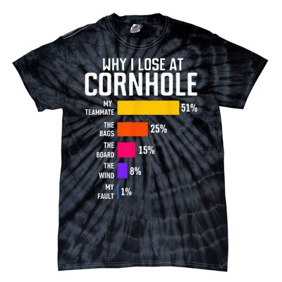 Why I Lose At Cornhole Funny Cornhole Player Tie-Dye T-Shirt