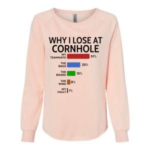 Why I Lose At Cornhole My Teammate 51 The Bags 25 Womens California Wash Sweatshirt