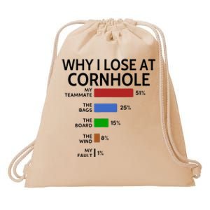 Why I Lose At Cornhole My Teammate 51 The Bags 25 Drawstring Bag