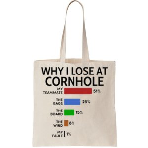 Why I Lose At Cornhole My Teammate 51 The Bags 25 Tote Bag