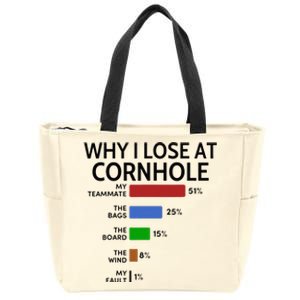 Why I Lose At Cornhole My Teammate 51 The Bags 25 Zip Tote Bag