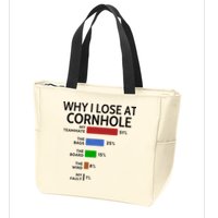 Why I Lose At Cornhole My Teammate 51 The Bags 25 Zip Tote Bag