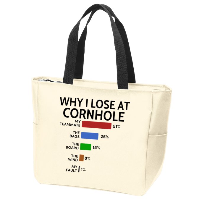 Why I Lose At Cornhole My Teammate 51 The Bags 25 Zip Tote Bag