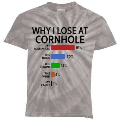 Why I Lose At Cornhole My Teammate 51 The Bags 25 Kids Tie-Dye T-Shirt