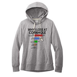 Why I Lose At Cornhole My Teammate 51 The Bags 25 Women's Fleece Hoodie