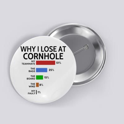Why I Lose At Cornhole My Teammate 51 The Bags 25 Button