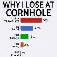 Why I Lose At Cornhole My Teammate 51 The Bags 25 Button