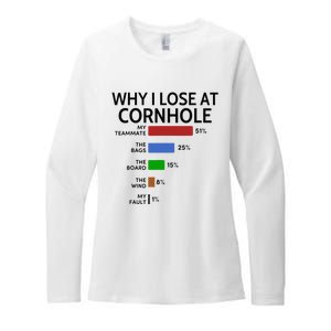 Why I Lose At Cornhole My Teammate 51 The Bags 25 Womens CVC Long Sleeve Shirt