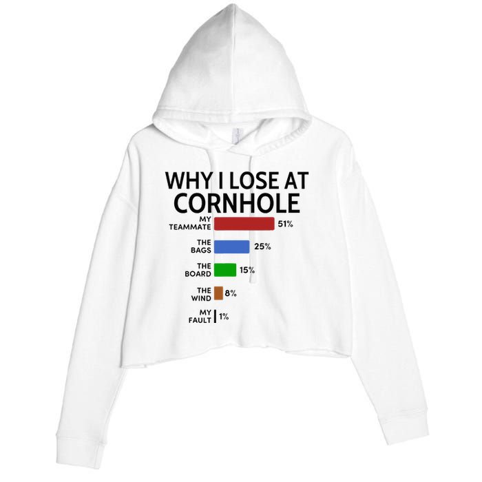 Why I Lose At Cornhole My Teammate 51 The Bags 25 Crop Fleece Hoodie