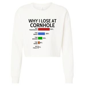 Why I Lose At Cornhole My Teammate 51 The Bags 25 Cropped Pullover Crew