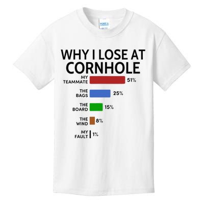 Why I Lose At Cornhole My Teammate 51 The Bags 25 Kids T-Shirt