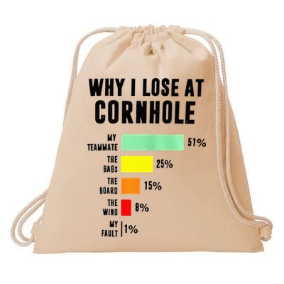 Why I Lose At Cornhole My Teammate 51 The Bags 25 Drawstring Bag