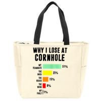 Why I Lose At Cornhole My Teammate 51 The Bags 25 Zip Tote Bag