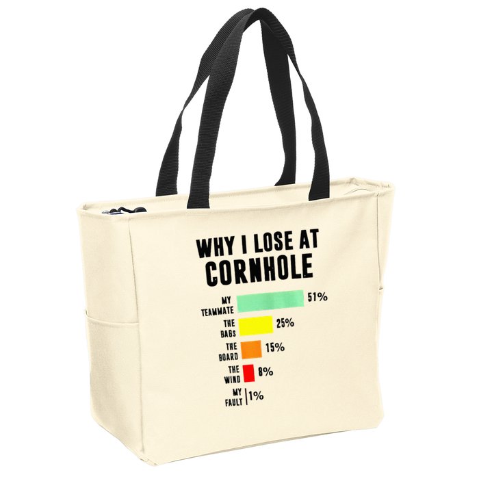 Why I Lose At Cornhole My Teammate 51 The Bags 25 Zip Tote Bag