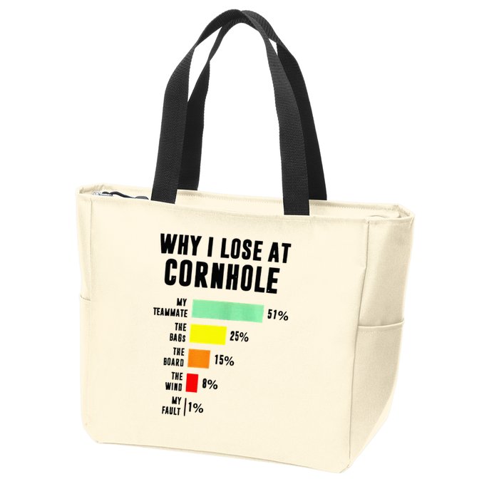 Why I Lose At Cornhole My Teammate 51 The Bags 25 Zip Tote Bag