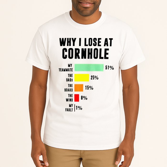 Why I Lose At Cornhole My Teammate 51 The Bags 25 Tall T-Shirt