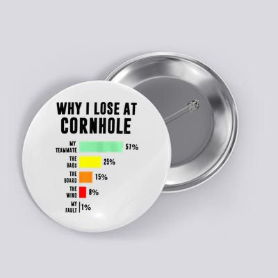 Why I Lose At Cornhole My Teammate 51 The Bags 25 Button