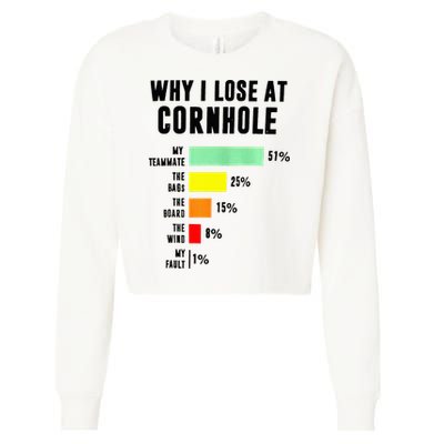 Why I Lose At Cornhole My Teammate 51 The Bags 25 Cropped Pullover Crew