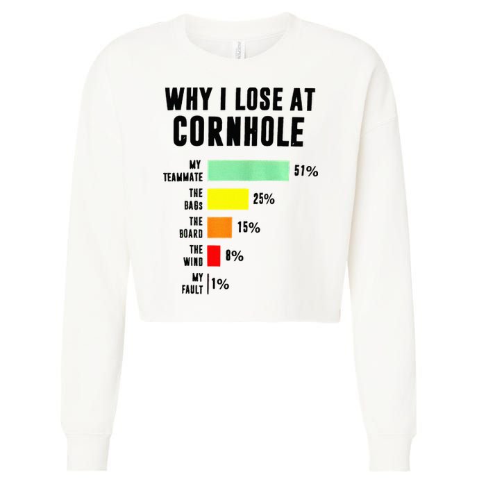 Why I Lose At Cornhole My Teammate 51 The Bags 25 Cropped Pullover Crew