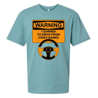 Warning I Learned To Drive From Video Games Sring Wheel Sueded Cloud Jersey T-Shirt