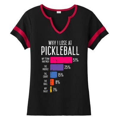 Why I Lose At Pickleball Funny Pickle Ball Ladies Halftime Notch Neck Tee