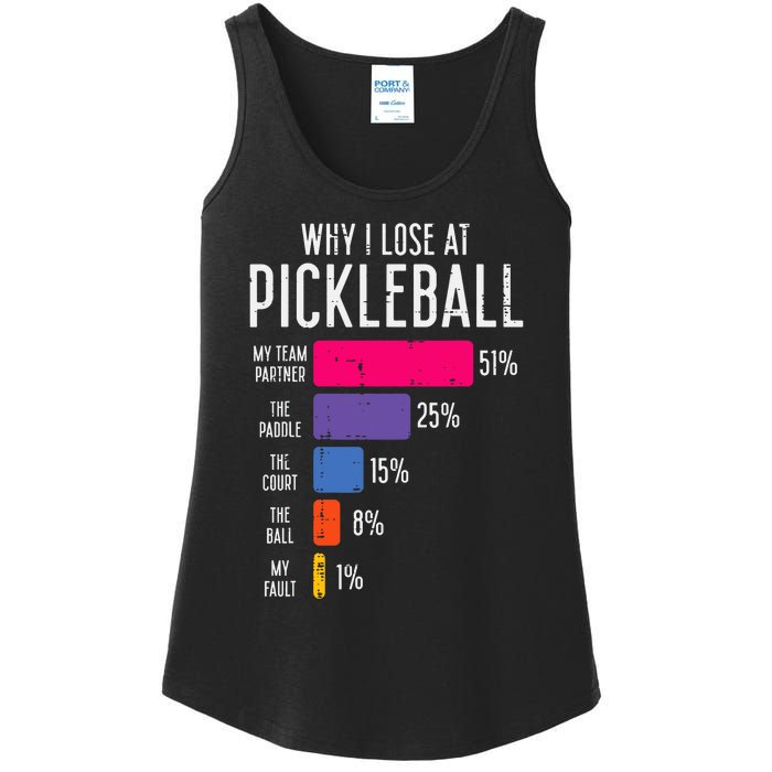 Why I Lose At Pickleball Funny Pickle Ball Ladies Essential Tank