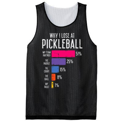 Why I Lose At Pickleball Funny Pickle Ball Mesh Reversible Basketball Jersey Tank