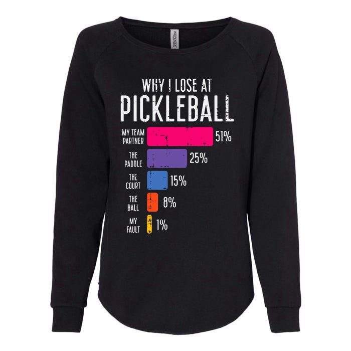 Why I Lose At Pickleball Funny Pickle Ball Womens California Wash Sweatshirt