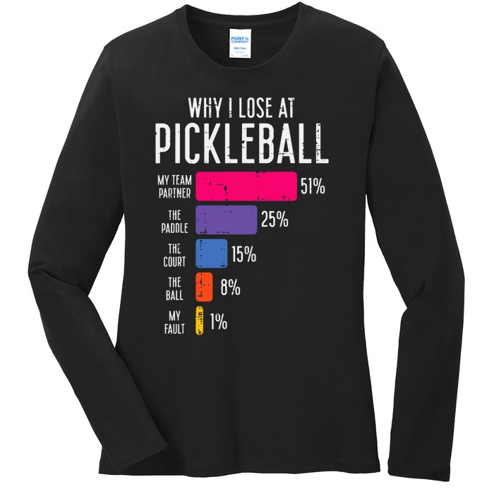 Why I Lose At Pickleball Funny Pickle Ball Ladies Long Sleeve Shirt