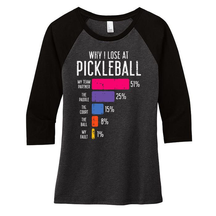 Why I Lose At Pickleball Funny Pickle Ball Women's Tri-Blend 3/4-Sleeve Raglan Shirt