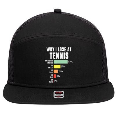 Why I Lose At Tennis Funny Tennis Player 7 Panel Mesh Trucker Snapback Hat