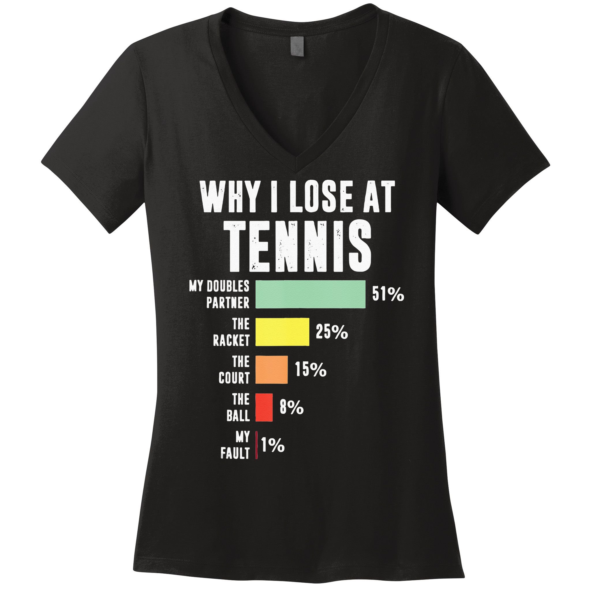 Why I Lose At Tennis Funny Tennis Player Women's V-Neck T-Shirt